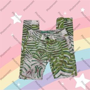 DKNY Hipster Green and White Patterned jeans